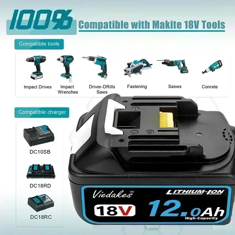 For Makita 18V Battery 12.0Ah Rechargeable Li-ion Battery Pa