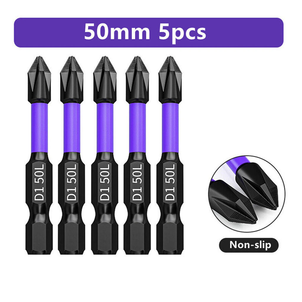 D1 Anti-Slip and Shock-Proof Bits Screwdriver Bits High Hardness Strong Magnetic 25/50/65/70/90/150mm PH2 Screwdriver Set