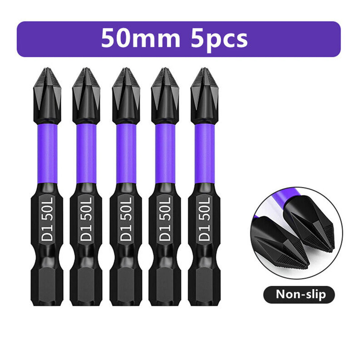 D1 Anti-Slip and Shock-Proof Bits Screwdriver Bits High Hardness Strong Magnetic 25/50/65/70/90/150mm PH2 Screwdriver Set