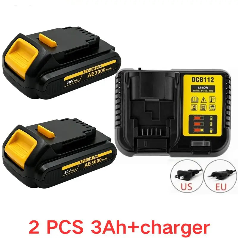 20V For DeWalt 12Ah/9Ah/8Ah/6Ah/3Ah Li-lon Battery Replacement DCB DCD DCF DCG series Power Tools+charger+electric drill