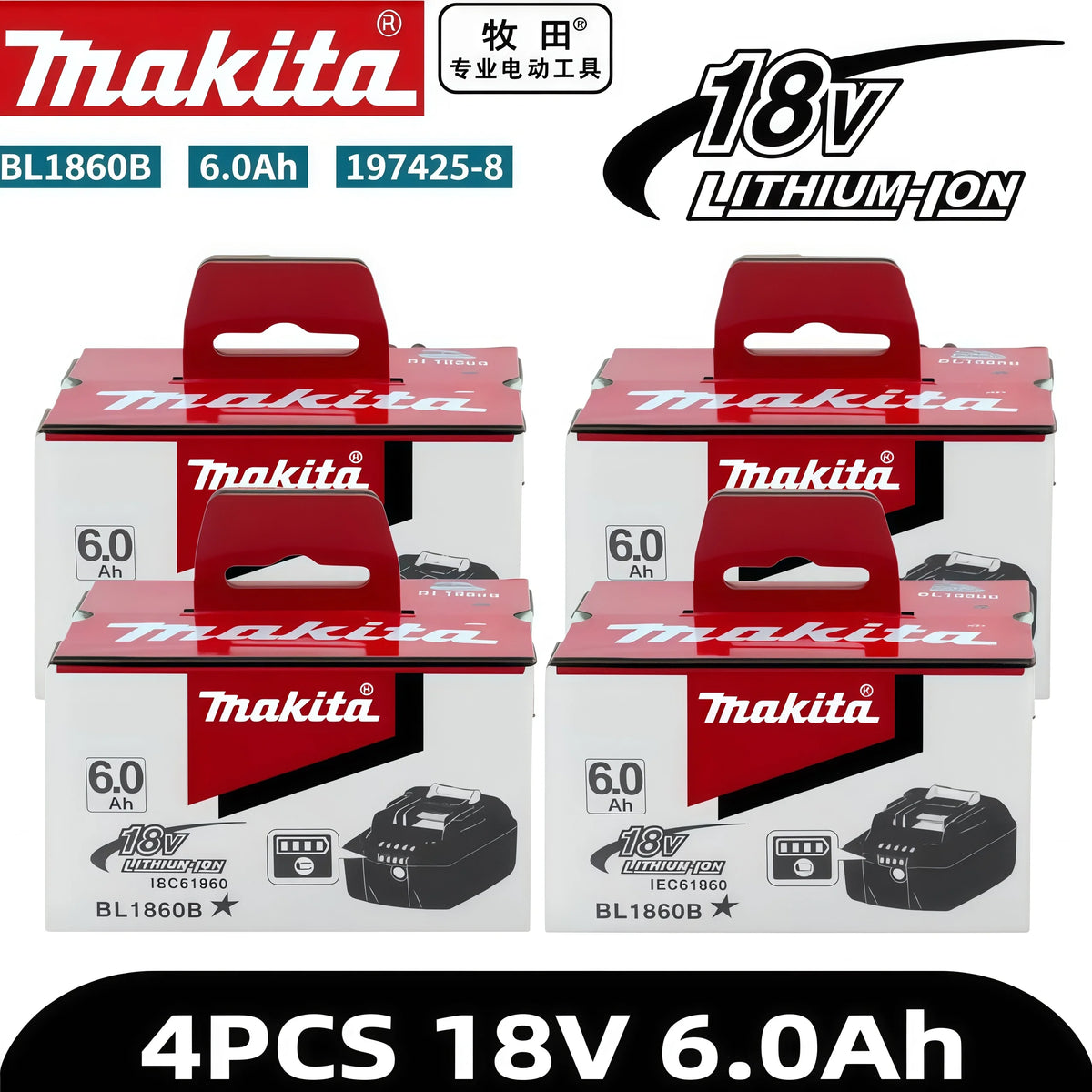 100% Original Makita 18V 6.0Ah Rechargeable Battery For Makita BL1830 BL1830B BL1840 BL1840B BL1850 BL1850B Power Tools Battery
