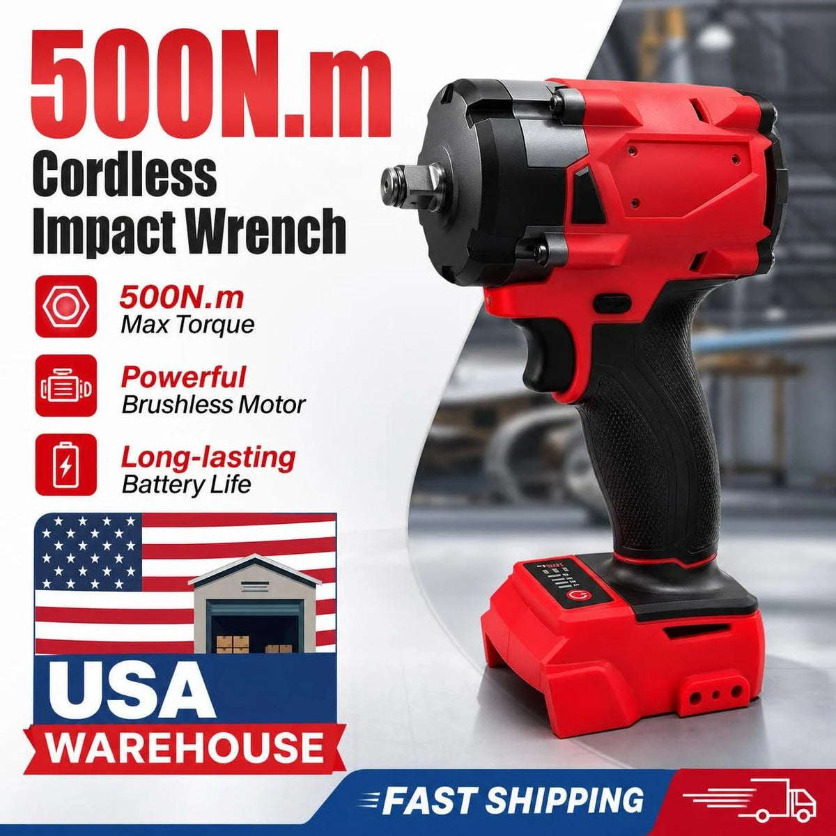 500N.m 1/2 Brushless 4 Gears Cordless Impact Wrench for Milw