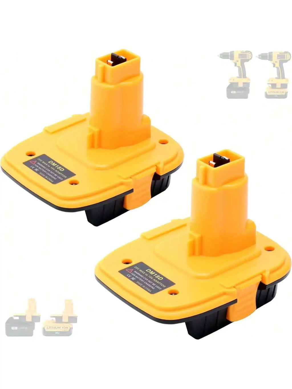 2-Pack DM18D Adapter Compatible with De-walt 18V Tools Adapt