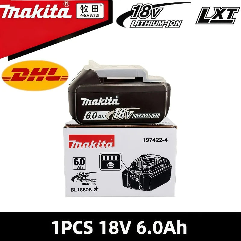 6Ah 100% Original Makita 18V Battery BL1860B Rechargeable Lithium-Ion Battery for Makita 18V Power Tools Replace the Battery.