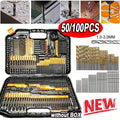 100/50pcs Titanium Coated HSS High Speed Steel Drill Bit Set