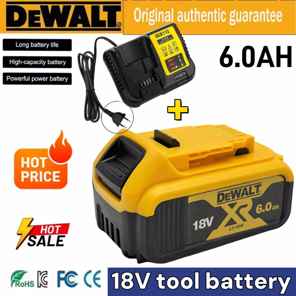 DEWALT Original 18V 6Ah Battery for DCB182 DCB200 DCB606 DCD805 Compatible with Dewalt Power Tools Outillage
