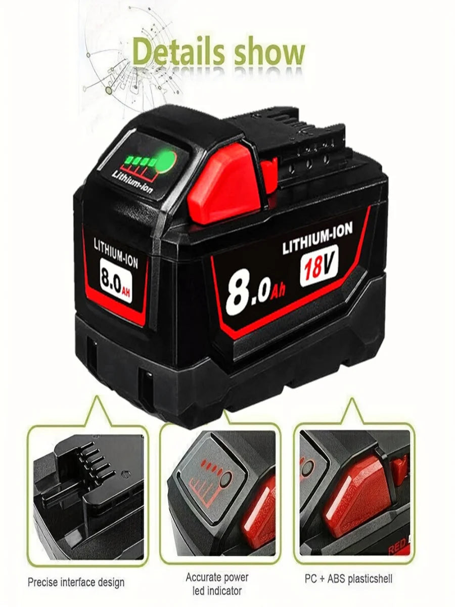 18V 8.0Ah battery replacement compatible with high-quality M