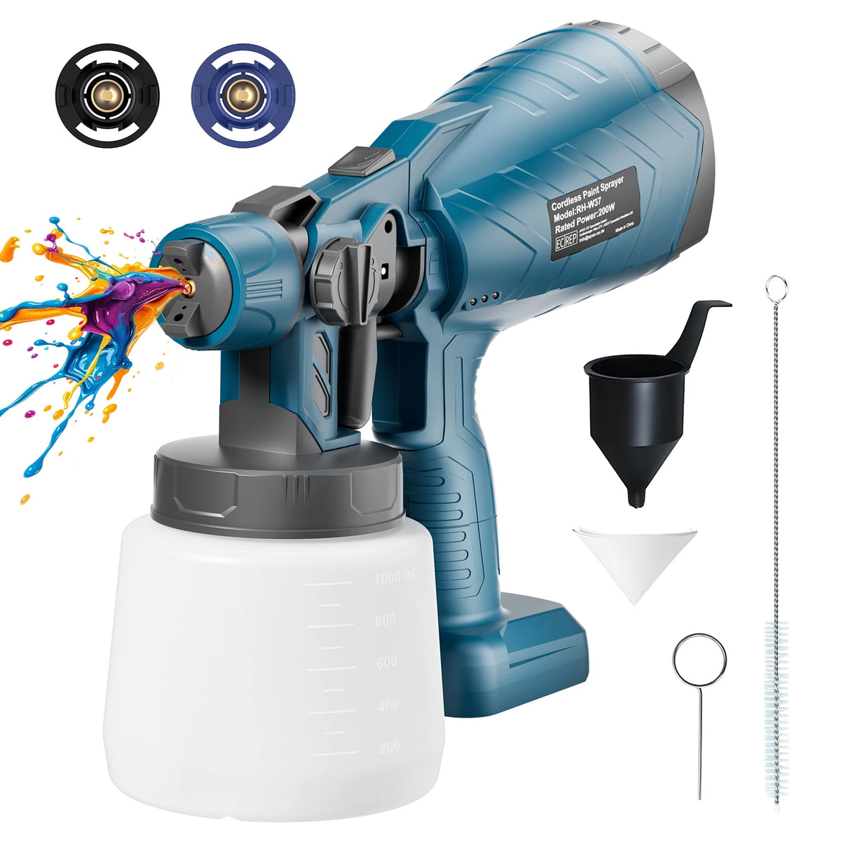 1000ML Cordless Spray Gun For Bosch BAT618 18V Battery Electric HVLP Rechargeable Paint Sprayer For Car Home Windows Power Tool