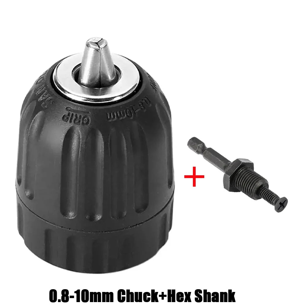 0.8mm-10mm Keyless Drill Chuck Set with Hex Shank 3/8-24UNF Quick Grip Adapter Chuck for Drill Bit Screwdriver Tap & Sockets