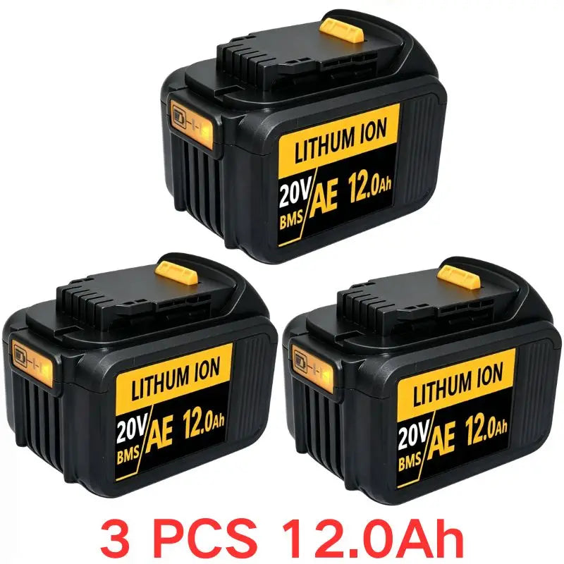 20V For DeWalt 12Ah/9Ah/8Ah/6Ah/3Ah Li-lon Battery Replacement DCB DCD DCF DCG series Power Tools+charger+electric drill