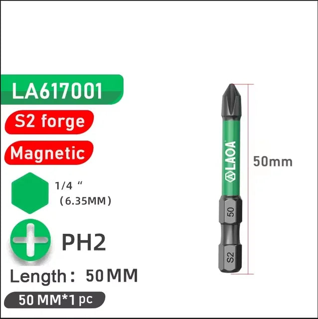 LAOA Strong Magnetic Phillips Screwdriver S2 Screwdriver Bit for Electricians PH2