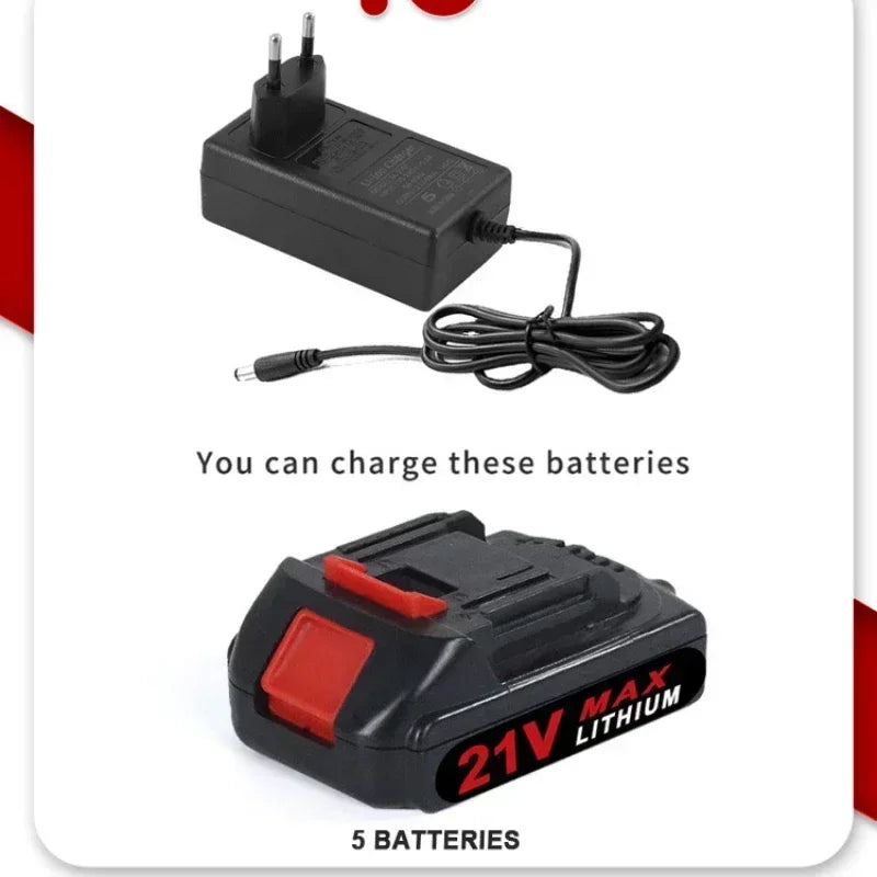 21V Rechargeable Lithium Ion Battery High Capacity Cordless 