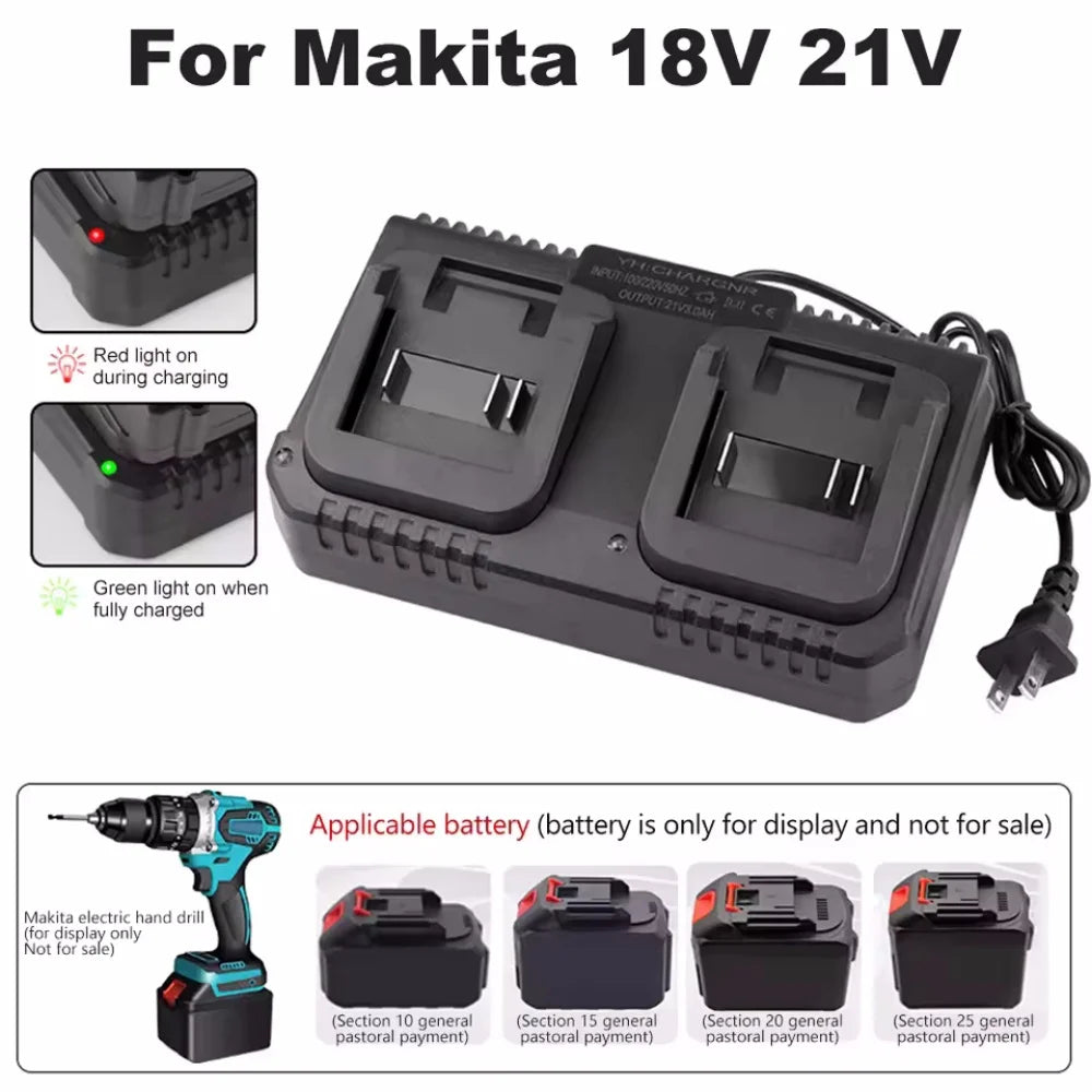 Dual Battery Charger For Makita BL1415 BL1815 BL1830 BL1850 
