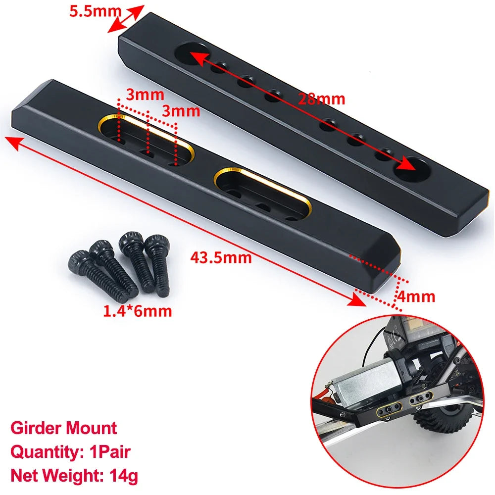 YEAHRUN Axial SCX24 Upgrade Parts Brass Counterweight Wheel Hex Adapter Axle Diff Cover Steering Knuckle Girder Motor Gears