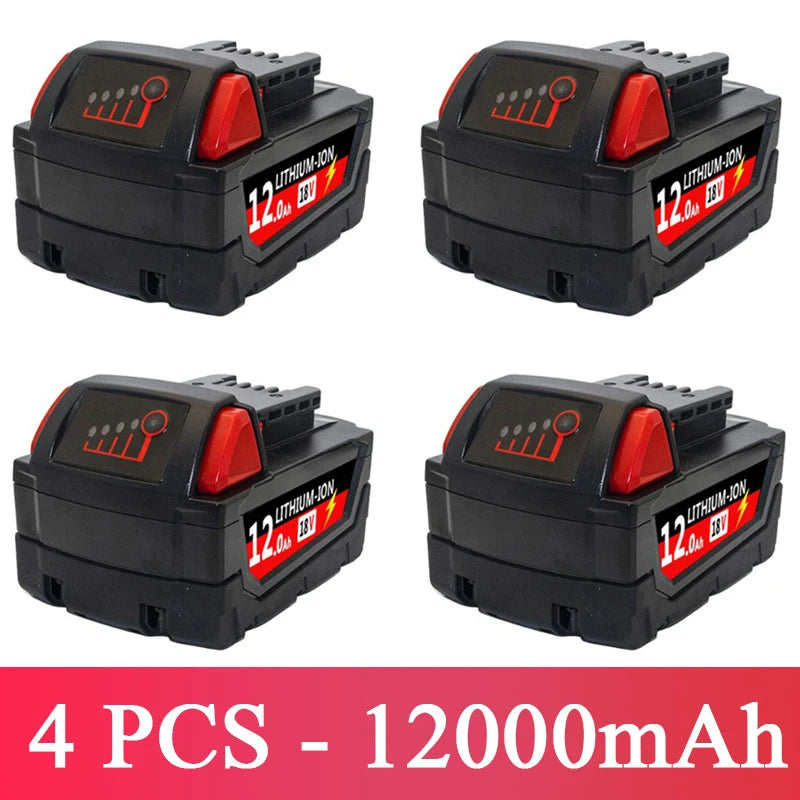 For Milwaukee M18 Power Tool Battery Charger BR XC 18V Milwaukee M18B5 48-11-1860 Built-in 18650 Battery 6.0Ah/9.0Ah/12.0Ah