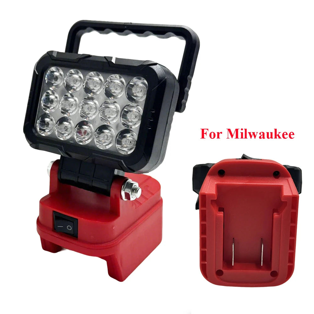 Power Tool Parts for Makita/Milwaukee/Dewalt 18V Lithium Battery LED Work Lights Lamp Hand Lantern Spotlight USB Charger