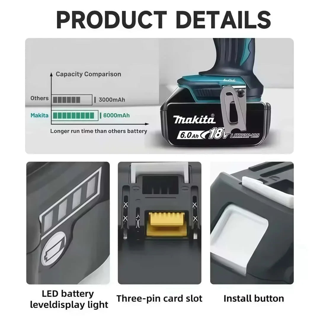 Genuine Makita 6AH BL1860B 18V Battery Power Tool Lithium-Io