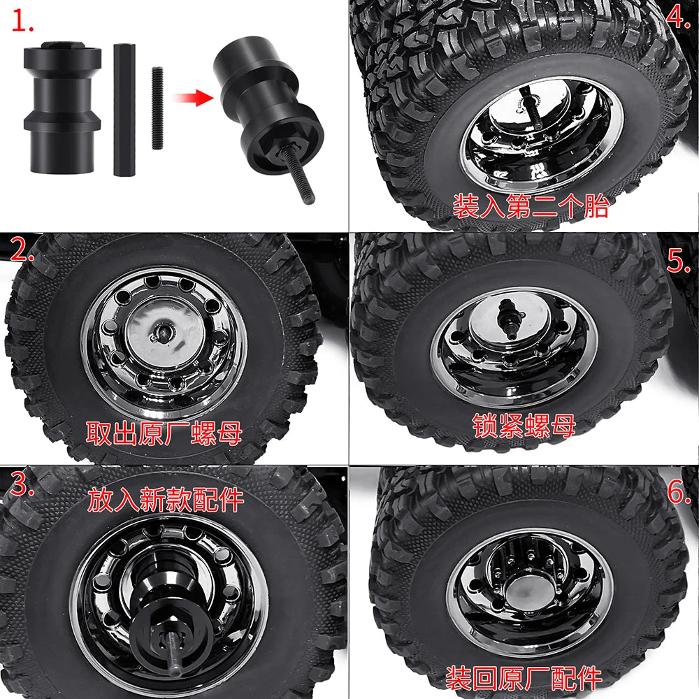 AXSPEED 4Pcs Aluminum Hex Adapter Single Wheel to Double Whe