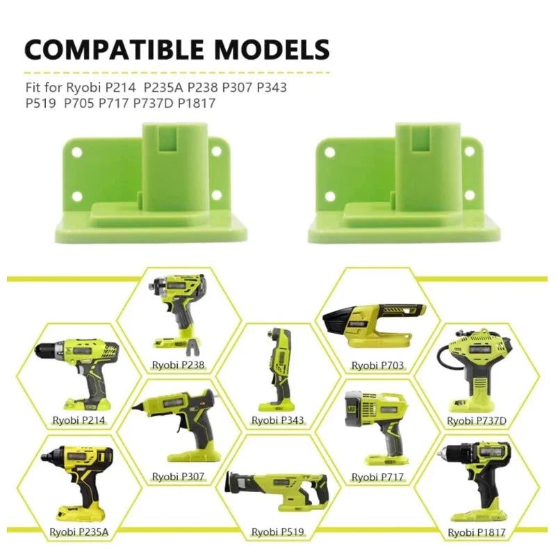 For Ryobi Holder 12V-18V Battery Wall Mount Holder Drill Mou