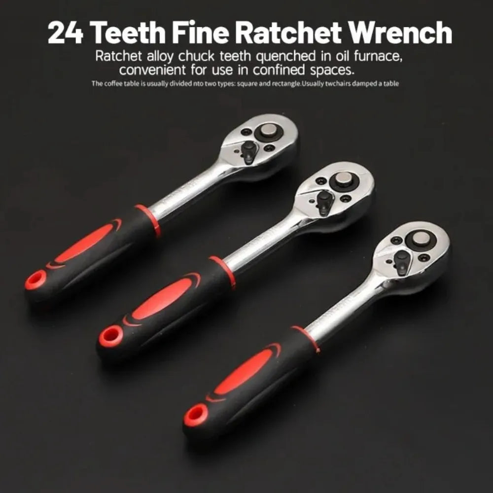 Hot 46Pcs 1/4 Drive Socket Wrench Set Ratchet Screwdriver & 