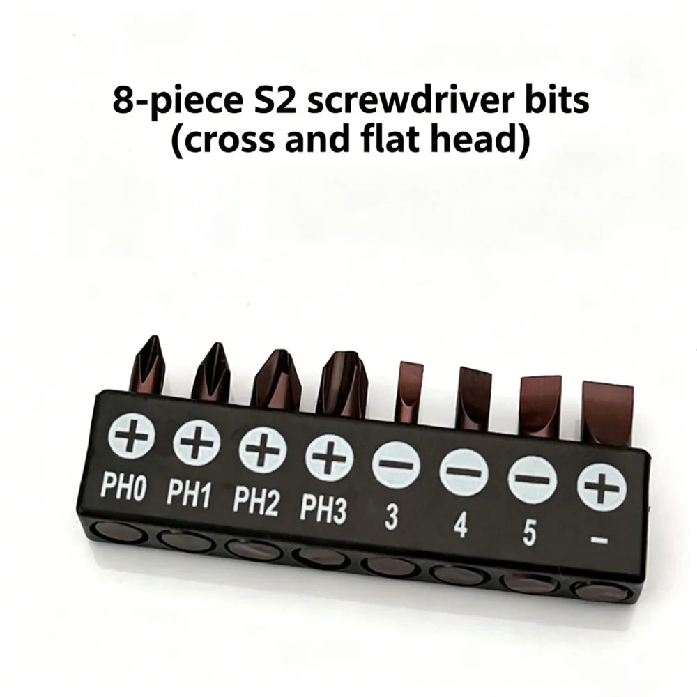 8pcs 1/4 Screwdriver Bit Set S2 25mm Cross Hexagonal Torx wi