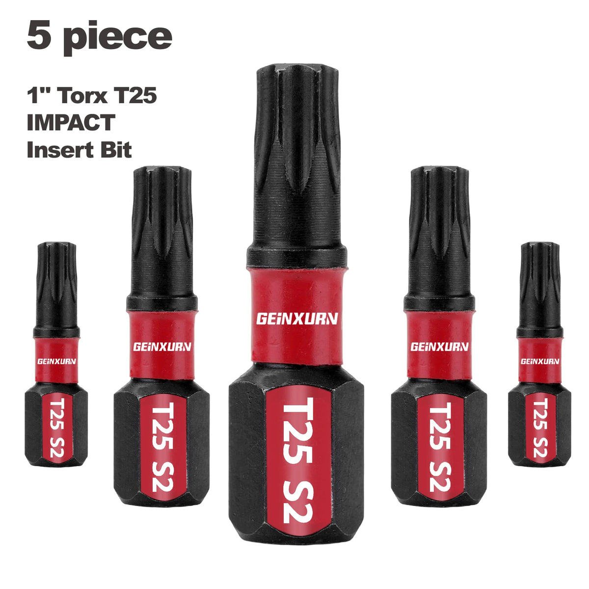 GEINXURN Impact Tough 25 Torx 1 in. Insert Driver Bits Magnetic T25 Power Bits S2 Alloy Steel T25 Screwdriver Bits Set Bulk