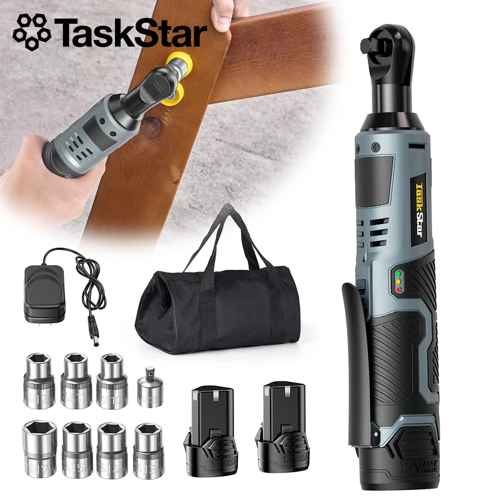 3/8 Driver Cordless Ratchet Wrench with 1/4 Adapter&7 Socket