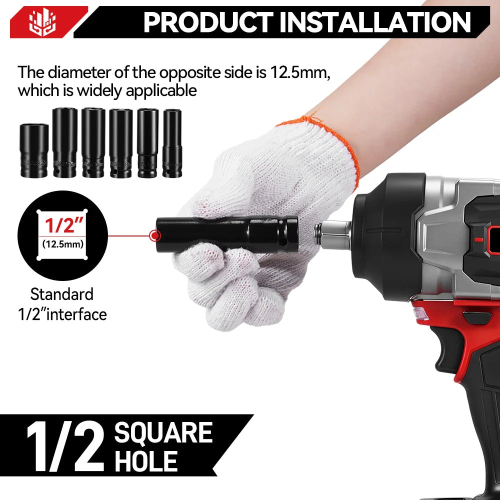 ONEVAN 8000RPM 2800N.M Brushless Electric Impact Wrench Cord