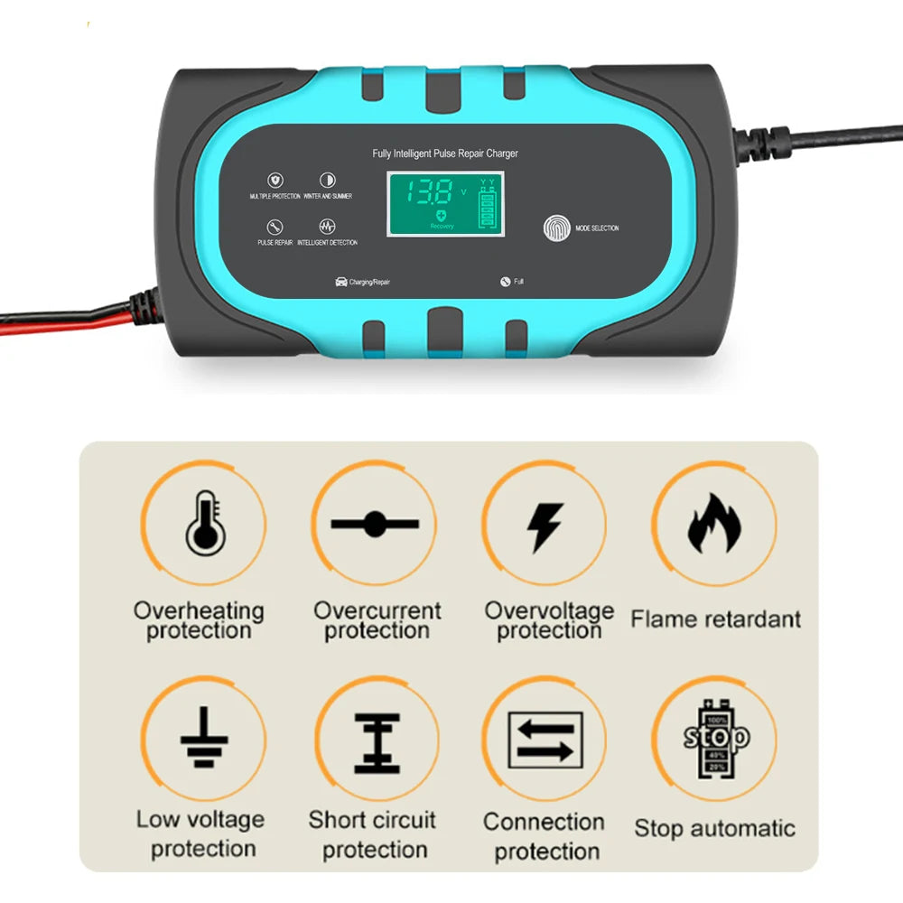 140W 10A 12V Car Battery Chargers EU Plug Adapter 100V-240V 