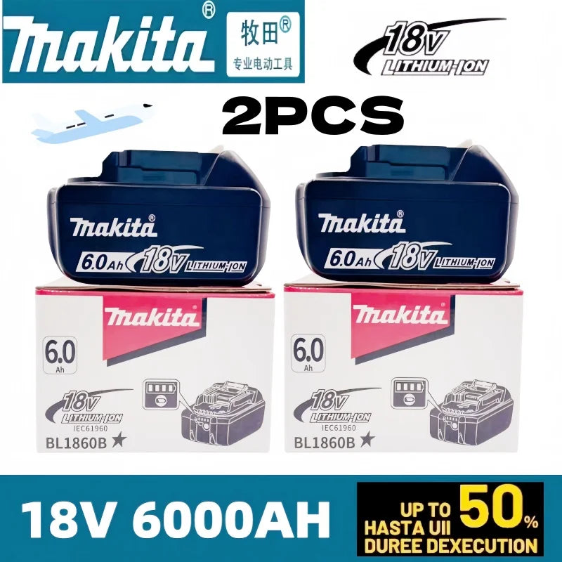 Genuine Makita 18V LXT 6.0Ah Li-ion Rechargeable Battery Replacement for BL1840 BL1850 BL1860 Power Tool Battery
